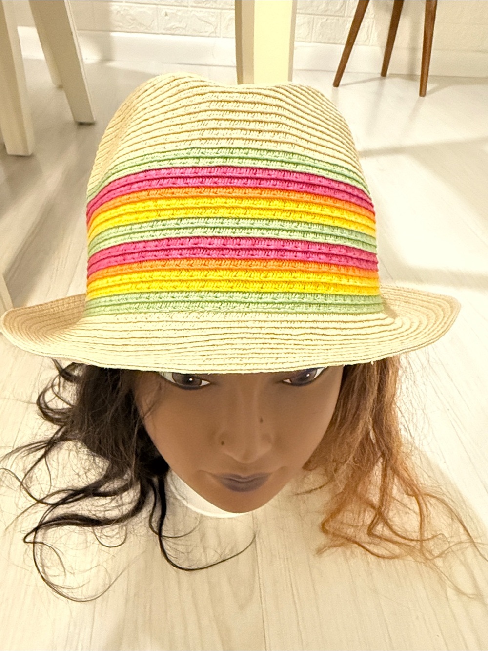NWOT Colorful Straw Fedora Hat - Picture 4 of 11